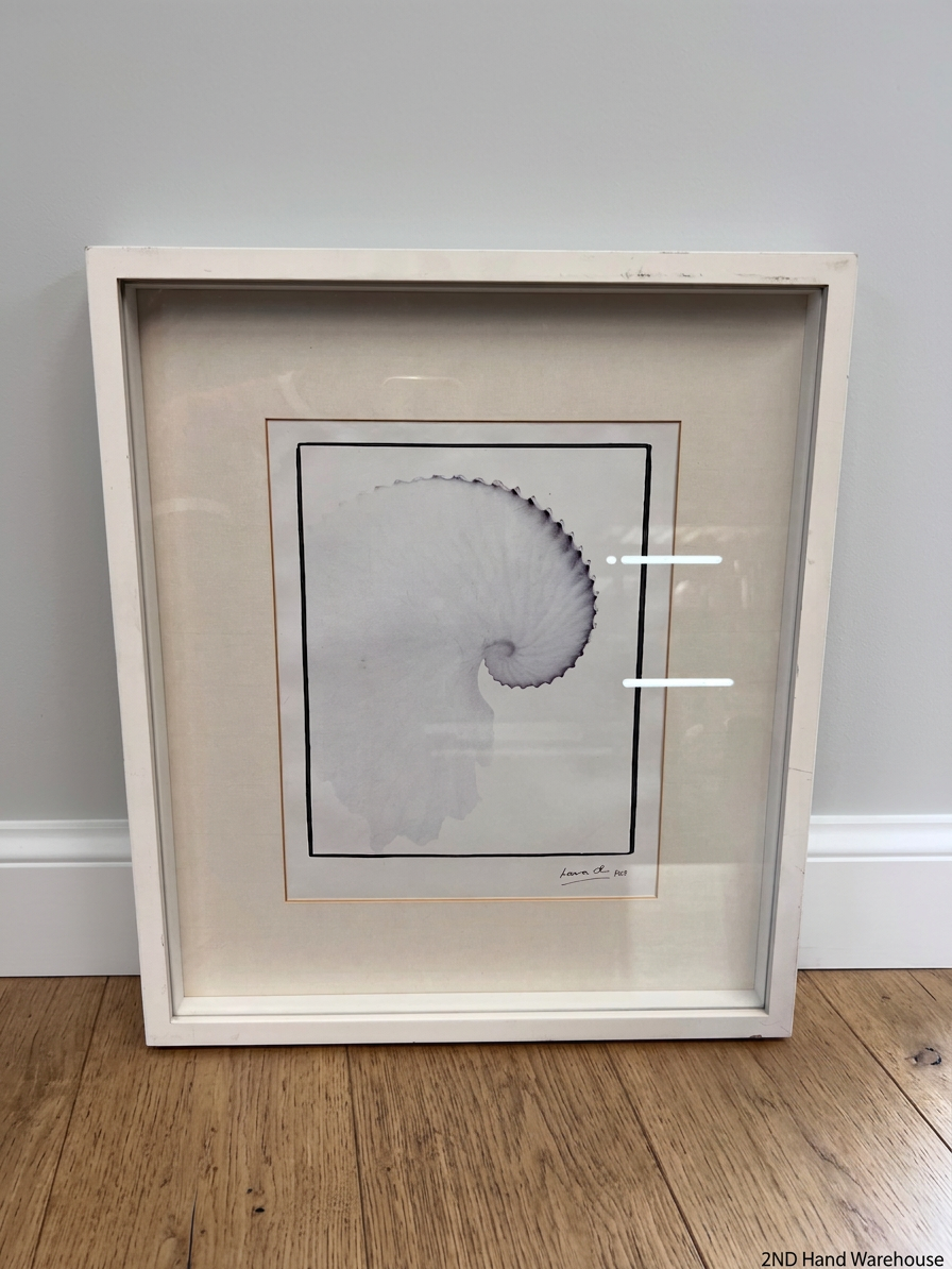 Minimalist Nautilus Shell Framed Artwork by Leana – styled product image