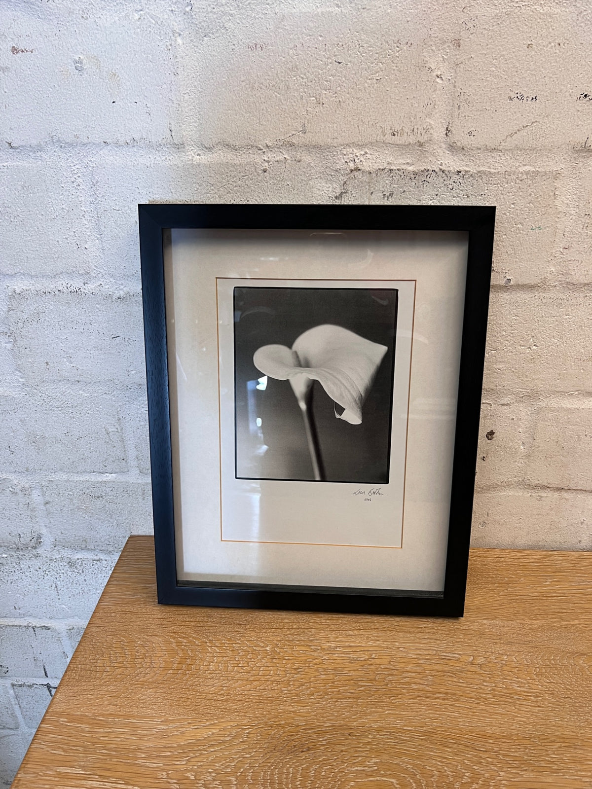 Framed Monochrome Arum Lily Photographic Print – back view