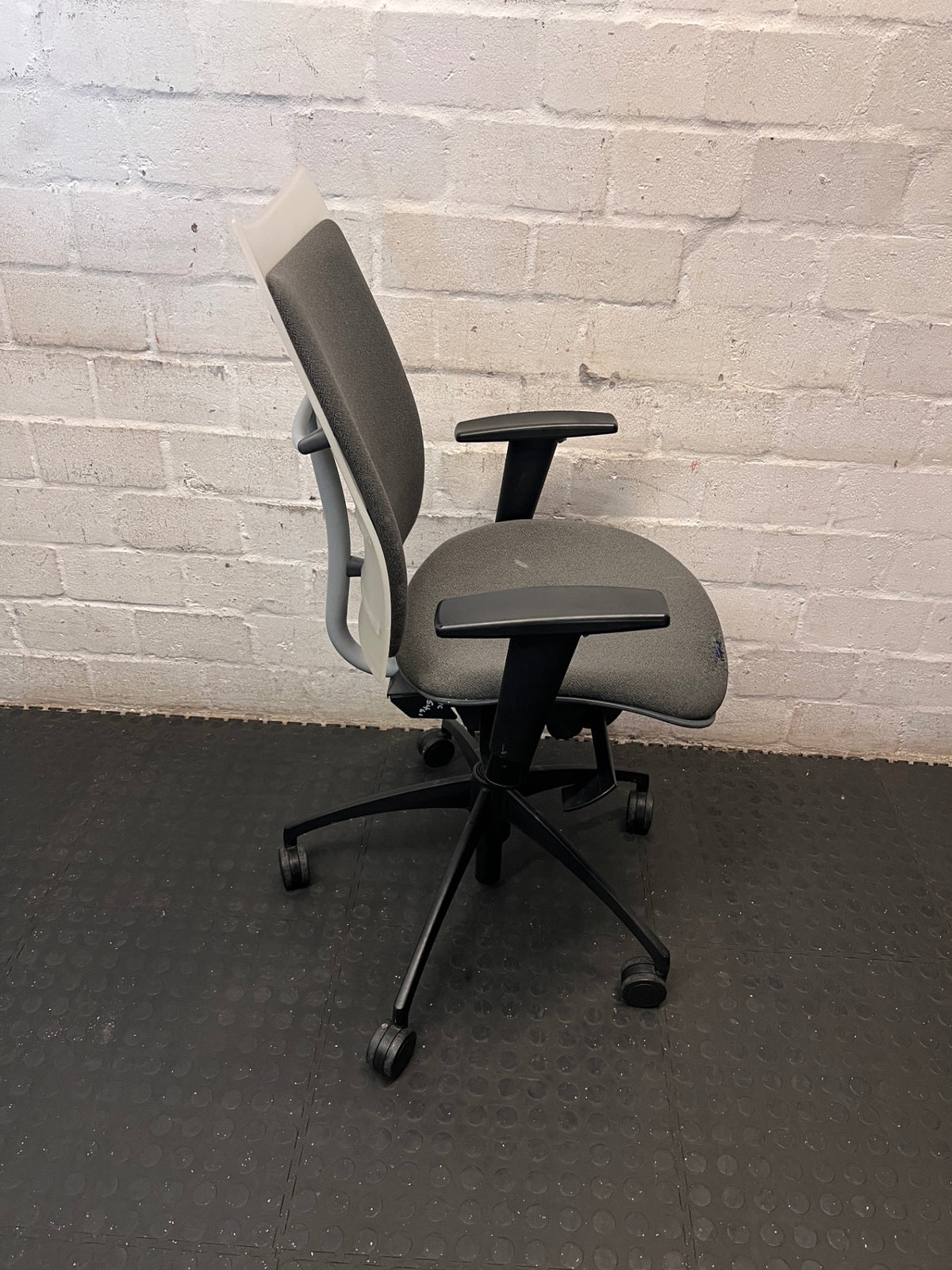 Grey and White Mid-Back Office Chair – back view