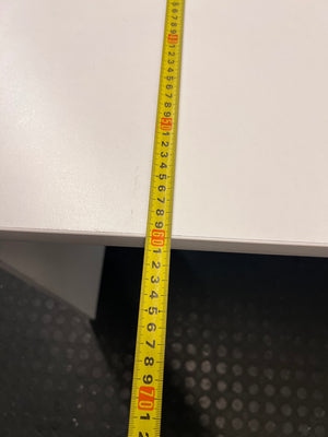 White Office Desk with Two Drawers – depth measurement