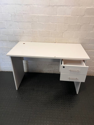 White Office Desk with Two Drawers – side view