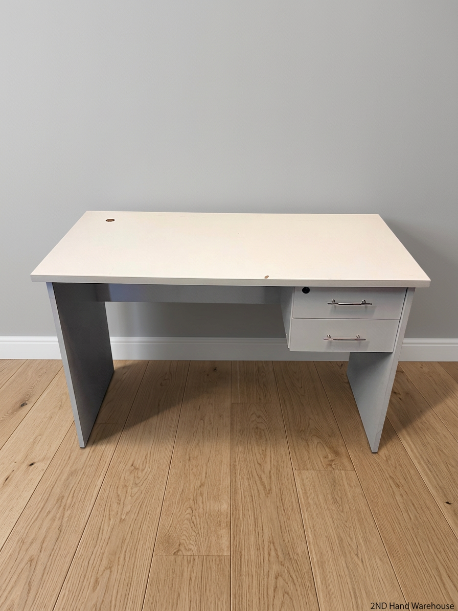 White Office Desk with Two Drawers – styled product image