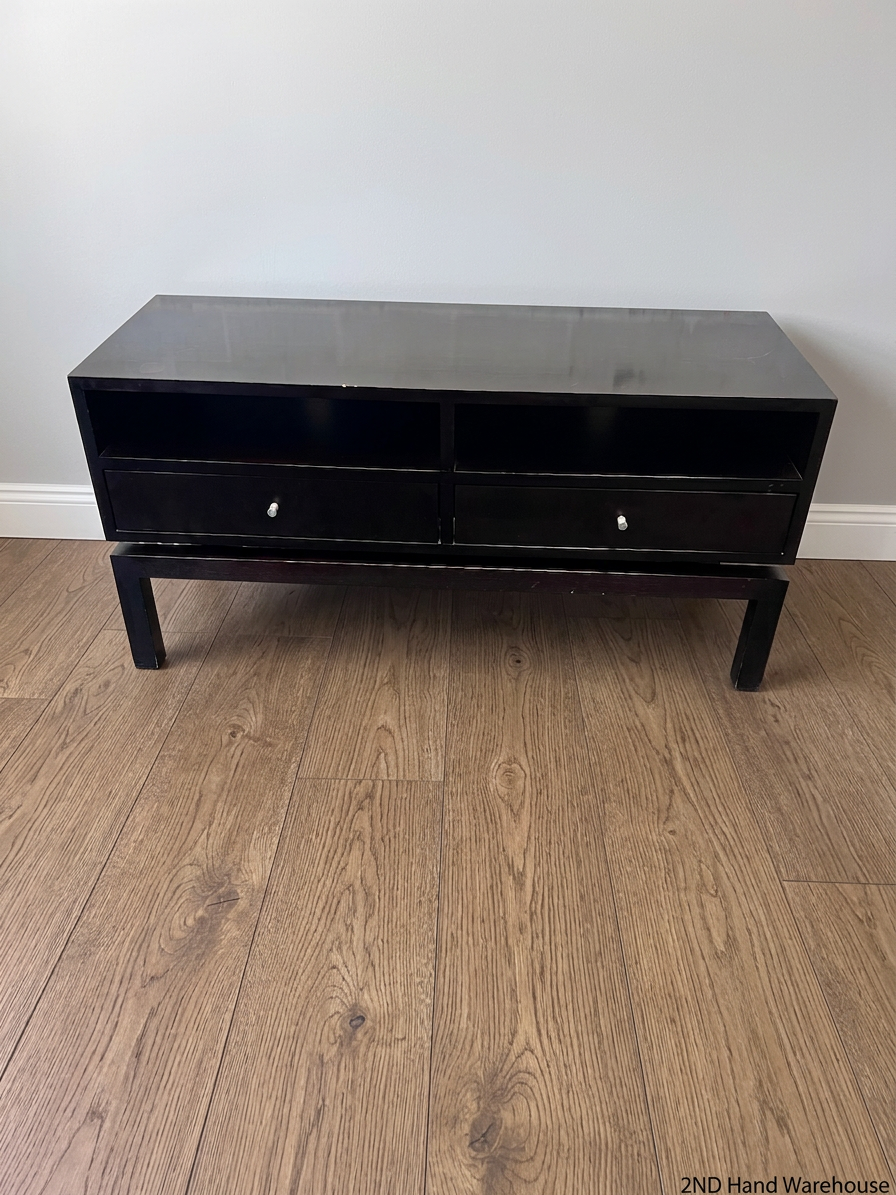 Dark Wood Finish TV Unit with Drawers – styled product image