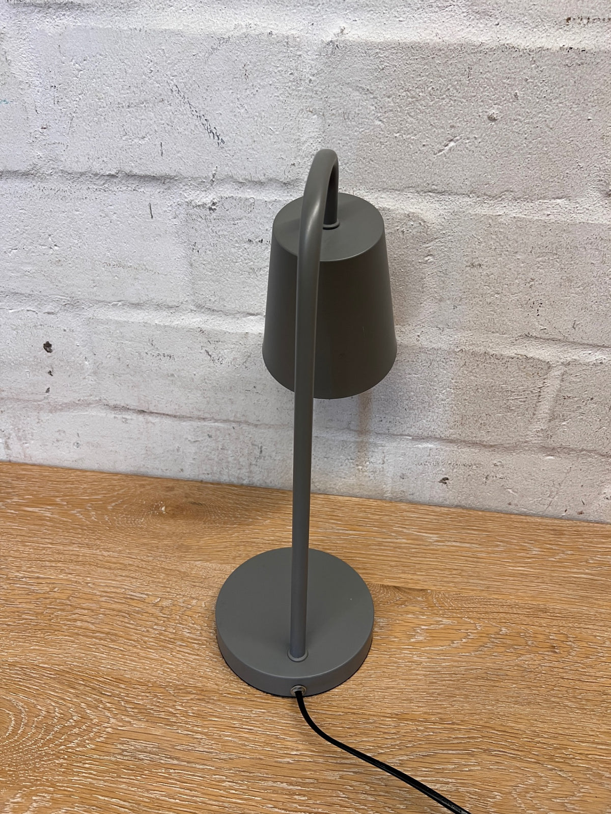 Modern Matte Grey Table Lamp with Handle – back view