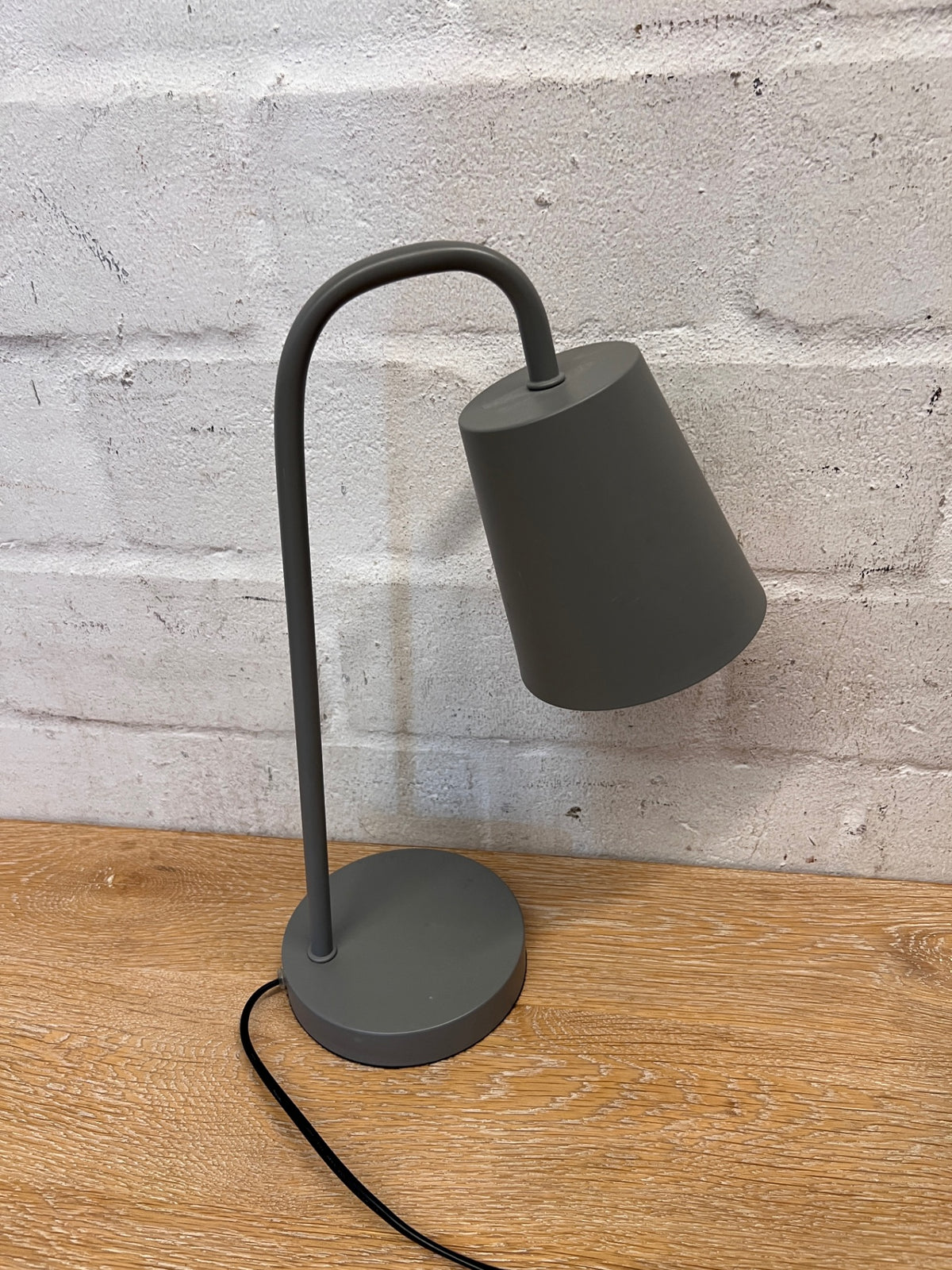 Modern Matte Grey Table Lamp with Handle – top view