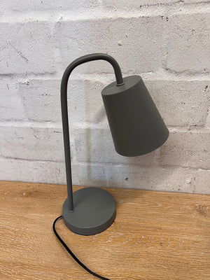 Modern Matte Grey Table Lamp with Handle – top view