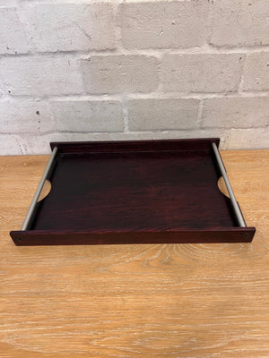 Dark Wood Serving Tray with Metal Handles – condition detail