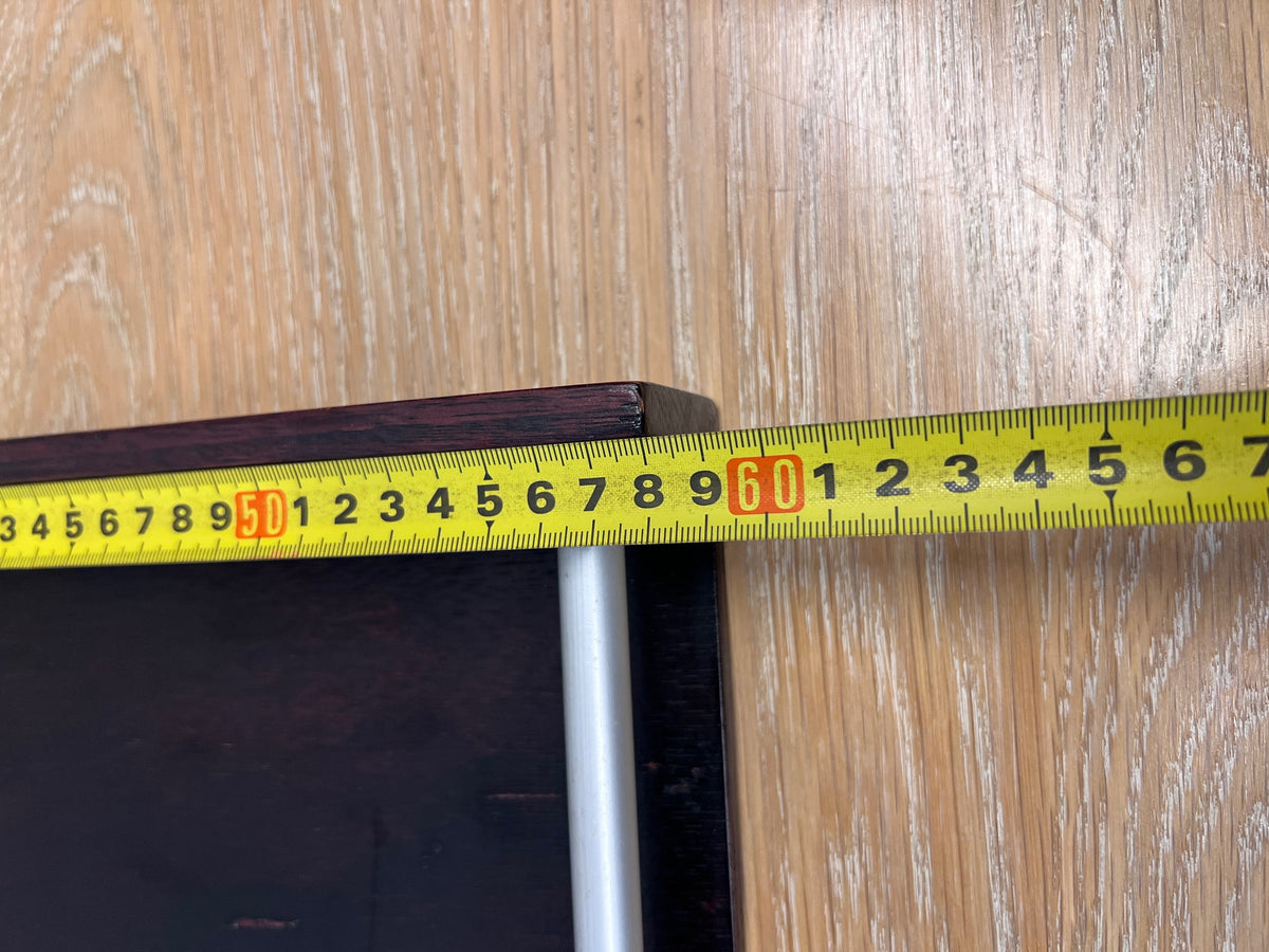 Dark Wood Serving Tray with Metal Handles – width measurement