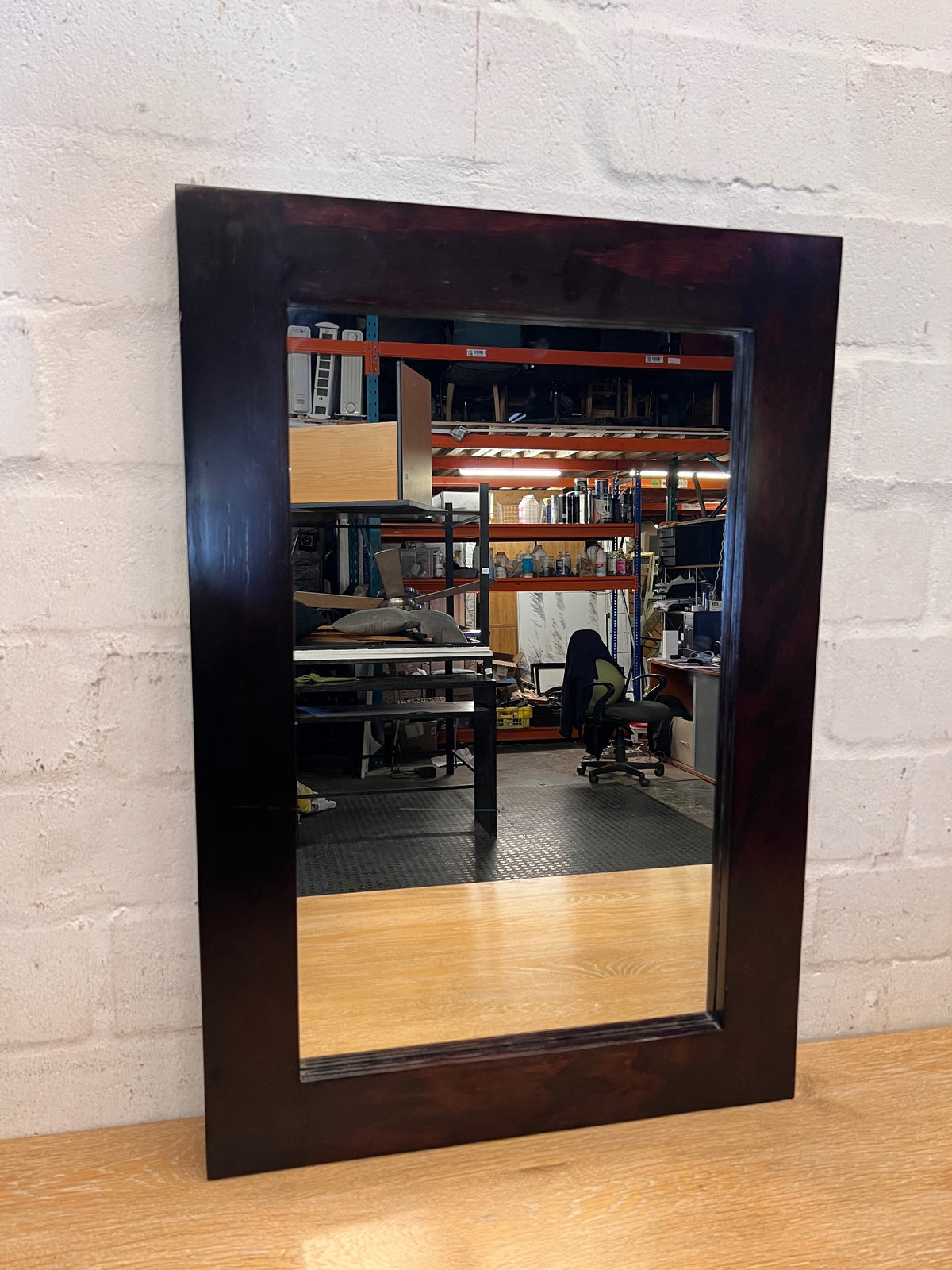 Dark Framed Rectangular Wall Mirror – main front view