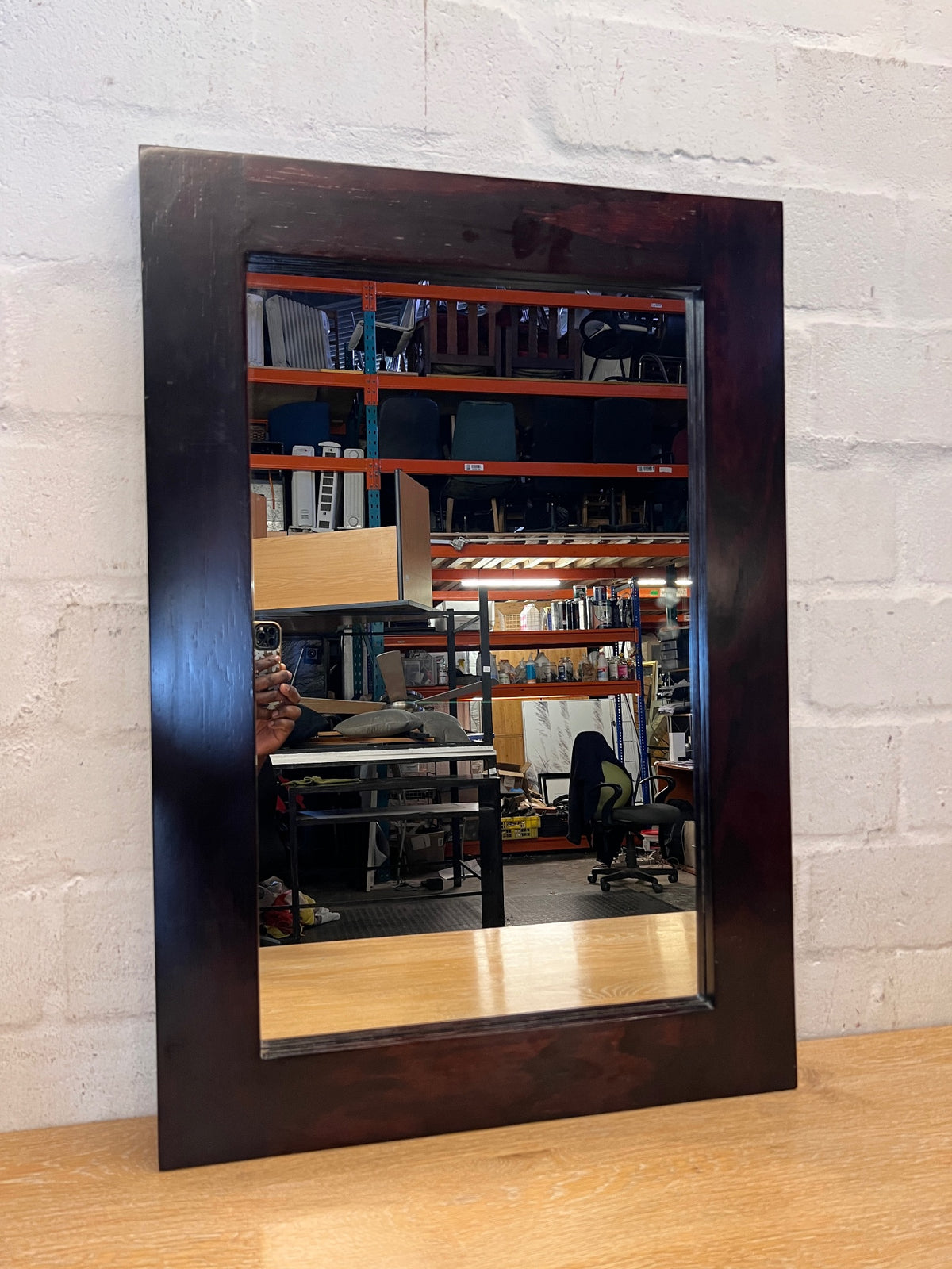 Dark Framed Rectangular Wall Mirror – side view