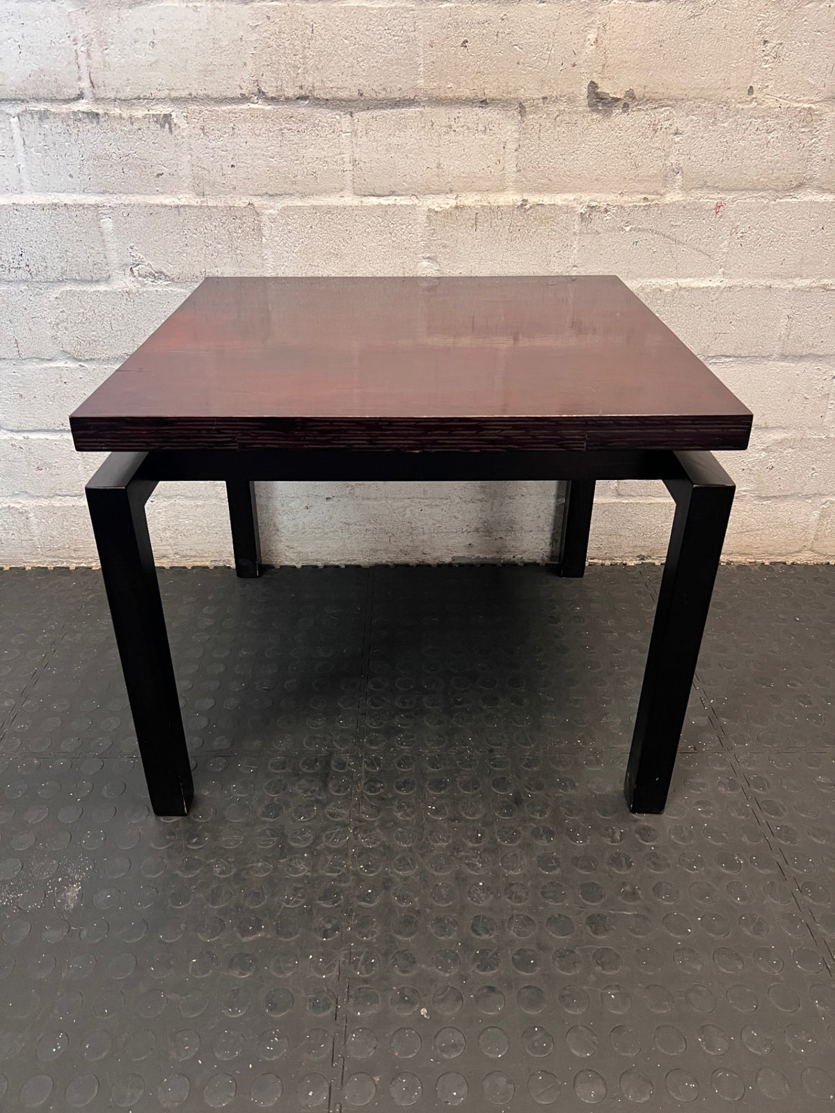 Modern Square Side Table with Dark Wood Finish Top – main front view