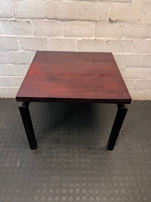 Modern Square Side Table with Dark Wood Finish Top – side view