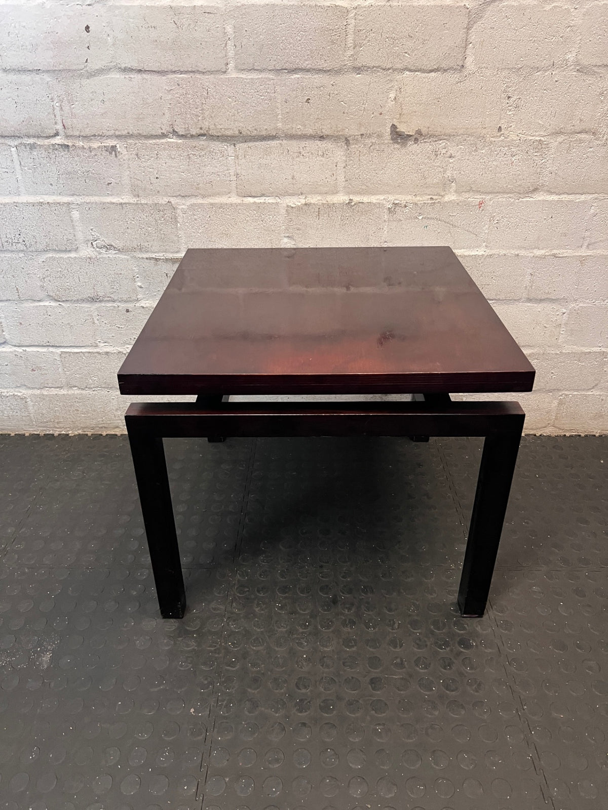 Modern Square Side Table with Dark Wood Finish Top – top view
