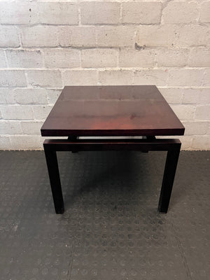 Modern Square Side Table with Dark Wood Finish Top – top view