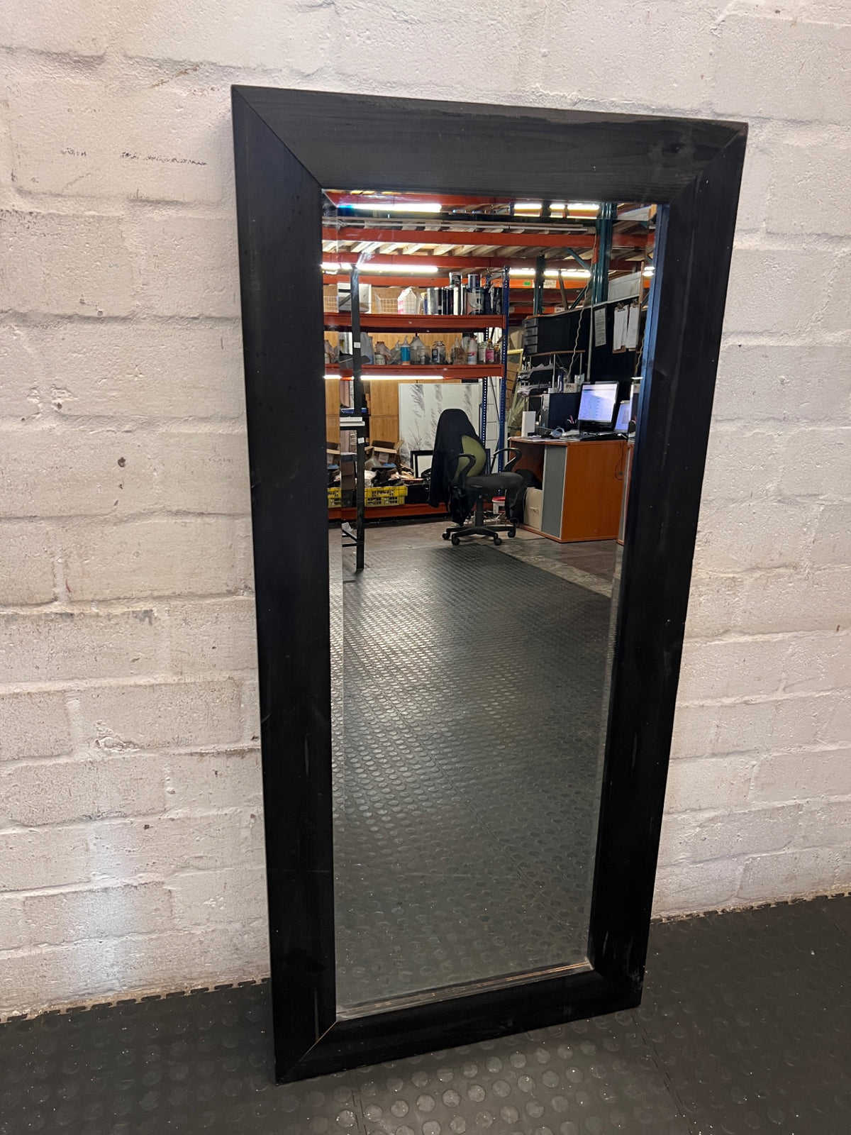 Large Full-Length Dark Framed Timber Wall Mirror – main front view