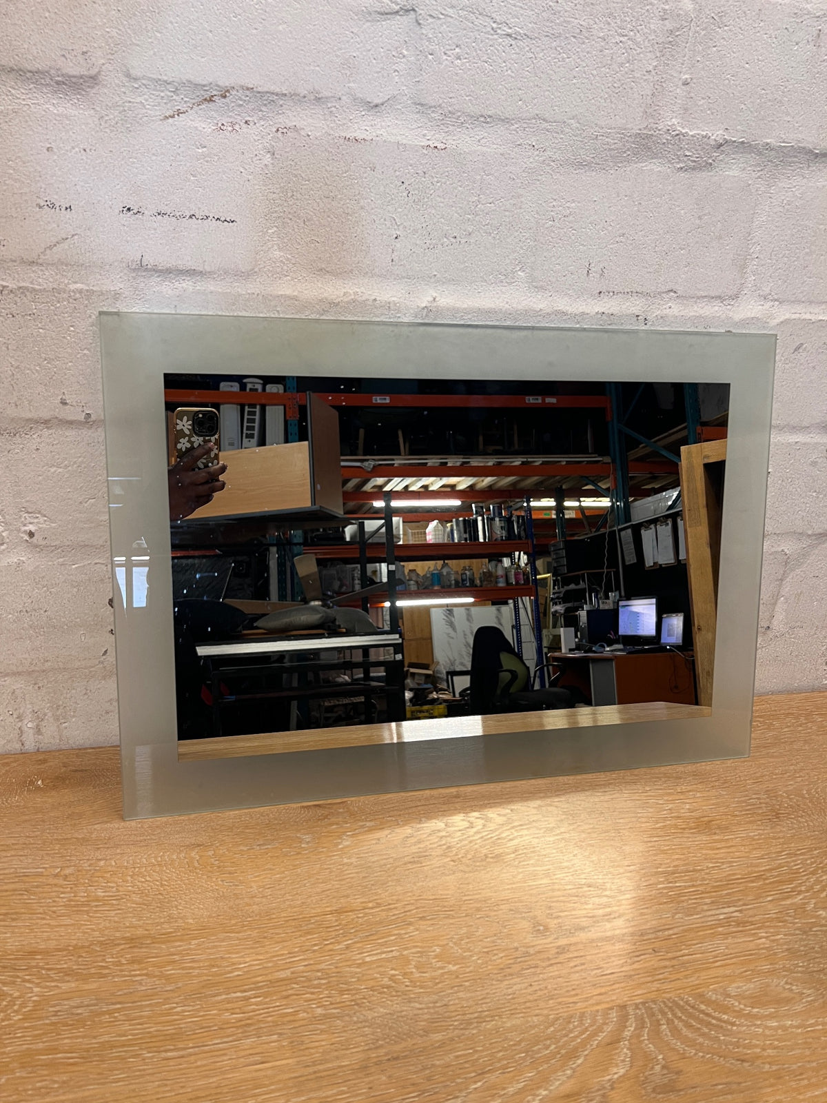 Rectangular Mirror with Frosted Glass Border – main front view