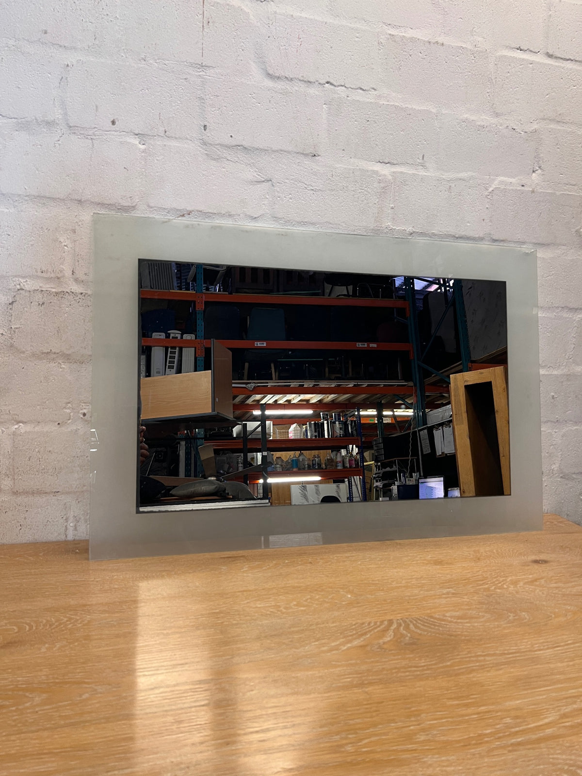 Modern Frosted Border Wall Mirror – back view