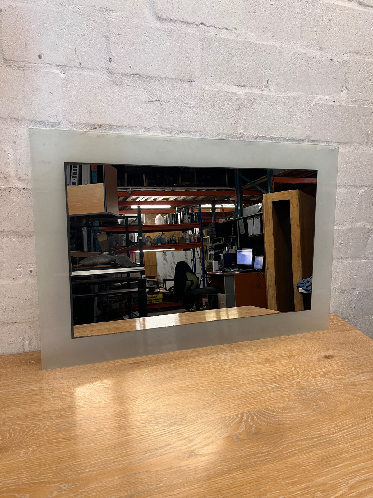 Modern Frosted Border Wall Mirror – main front view