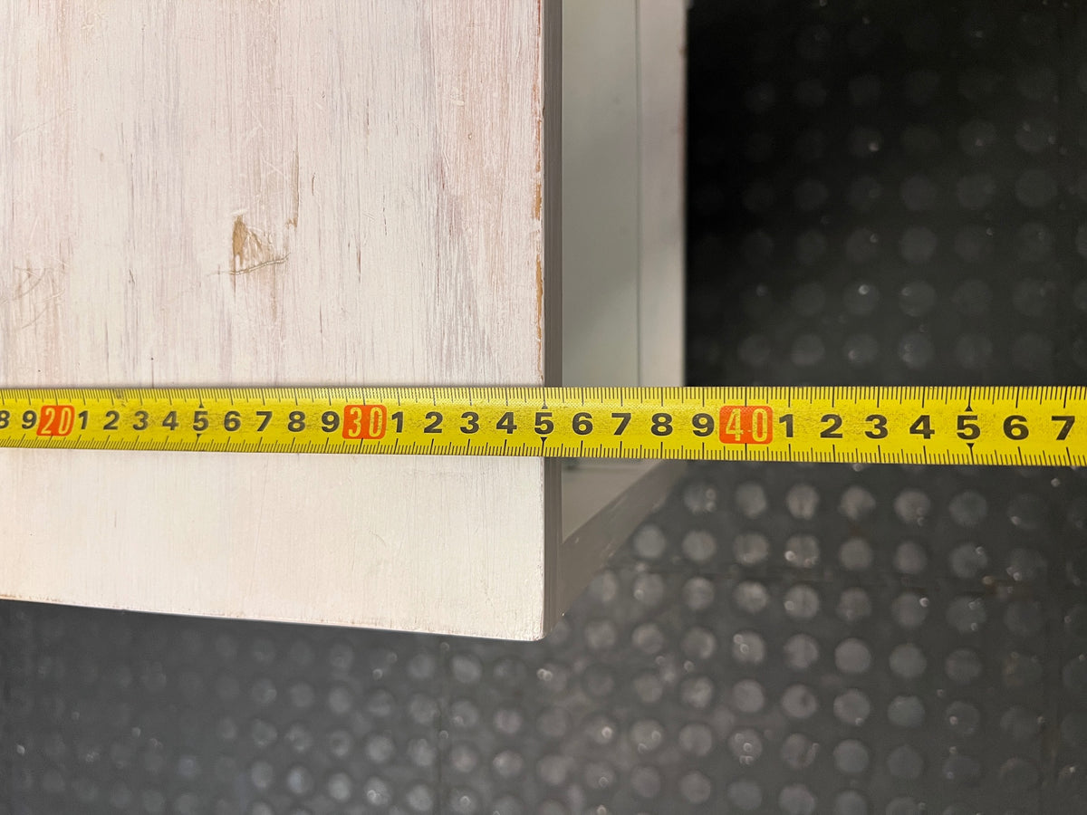 White Washed Bedside Table with Glass Shelf – depth measurement