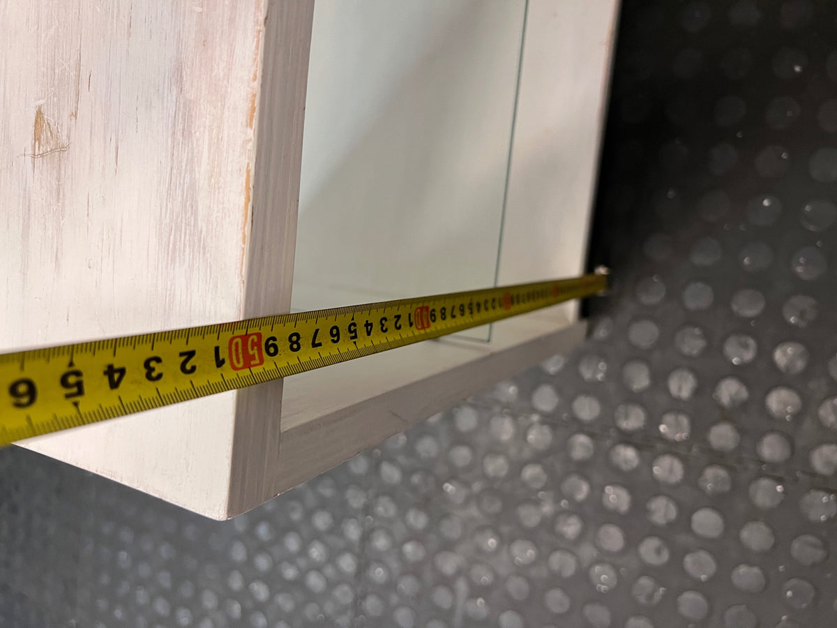 White Washed Bedside Table with Glass Shelf – height measurement