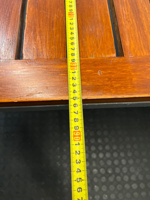 Wooden Slatted Table with Metal Frame – depth measurement