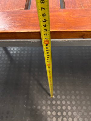 Wooden Slatted Table with Metal Frame – height measurement