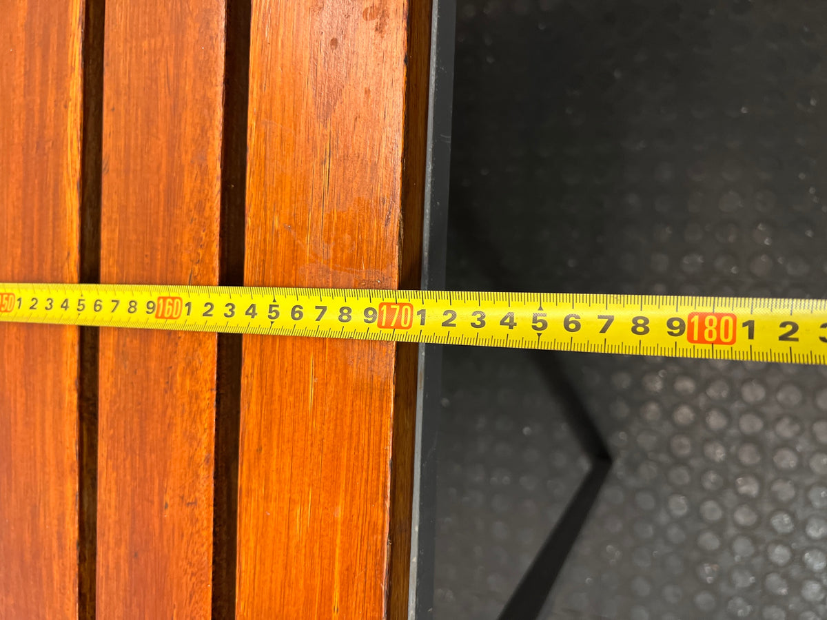 Wooden Slatted Table with Metal Frame – width measurement
