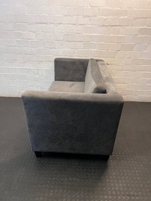 Grey Velvet-Style 2 Seater Couch – side view