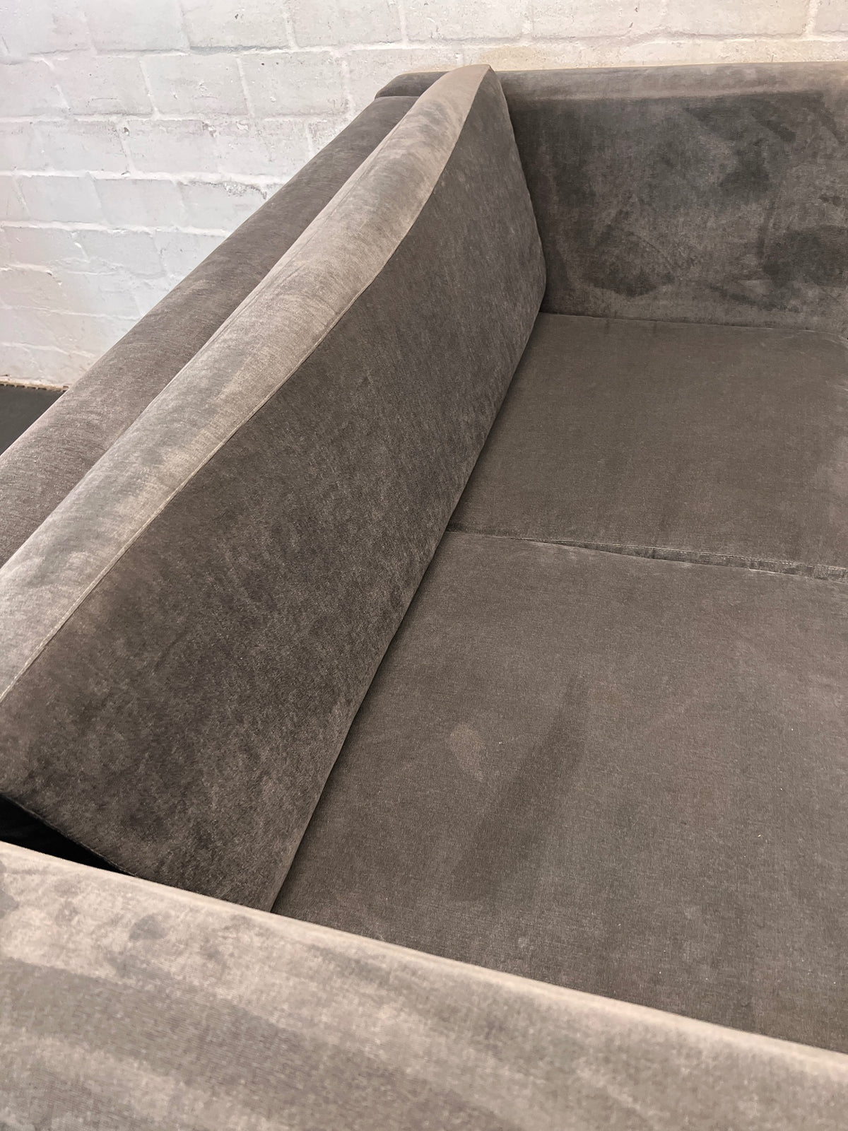 Grey Velvet-Style 2 Seater Couch – top view