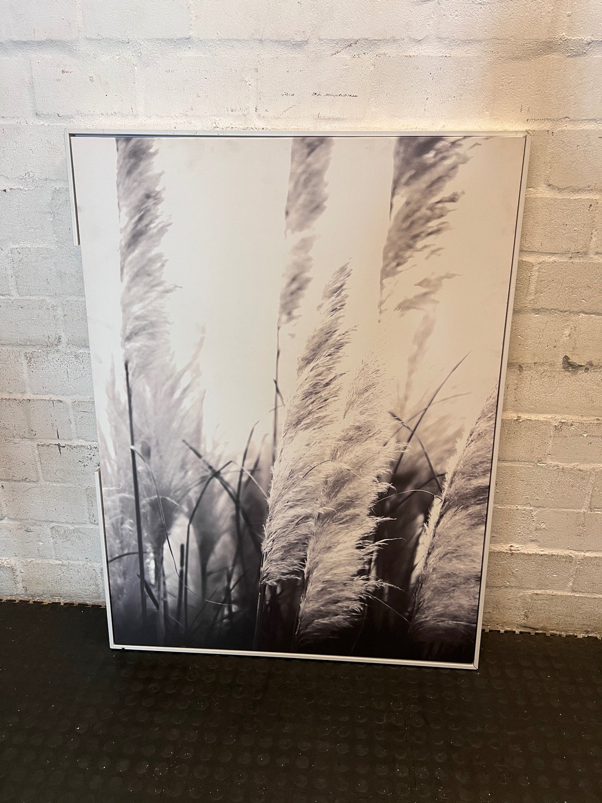 Large Monochrome Pampas Grass Framed Wall Art – condition detail