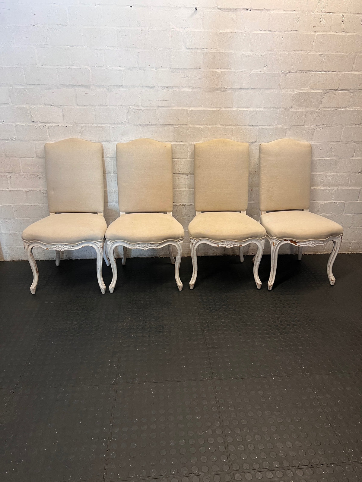 Upholstered French-Style Dining Chair with Cabriole Legs – condition detail