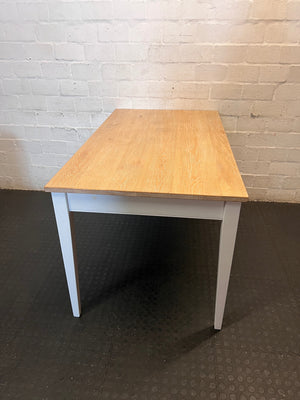Oak Top Dining Table with White Frame – back view