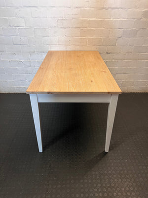 Oak Top Dining Table with White Frame – side view
