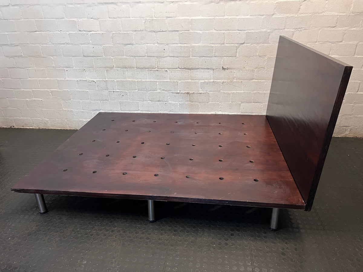 Mahogany-Finish Queen Platform Bed Frame – back view