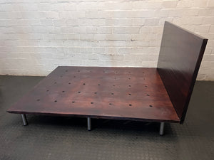 Mahogany-Finish Queen Platform Bed Frame – back view