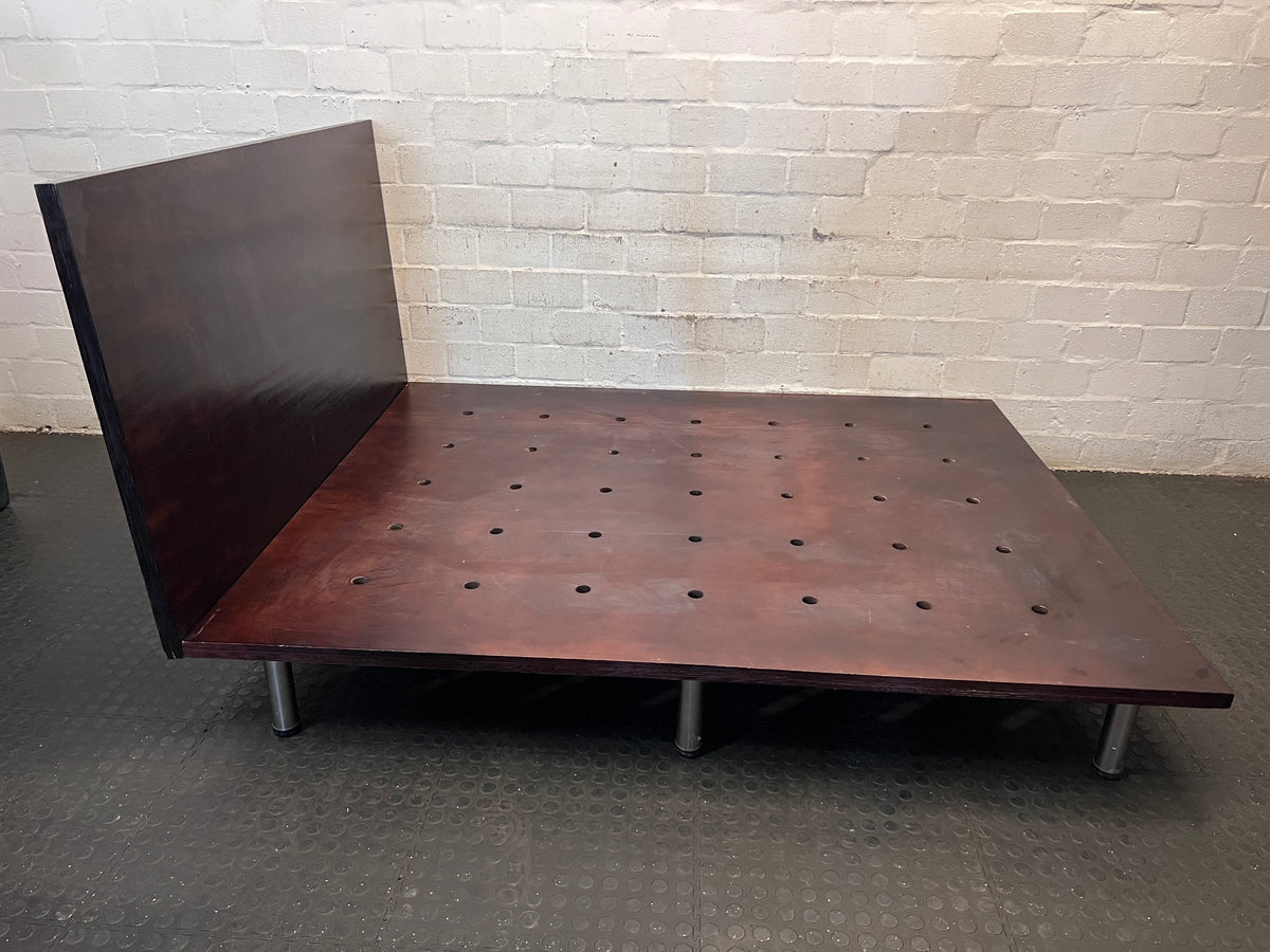 Mahogany-Finish Queen Platform Bed Frame – side view