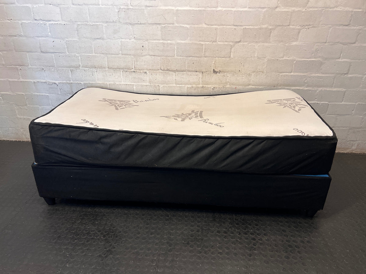 Single Bamboo Mattress and Upholstered Base Set – back view