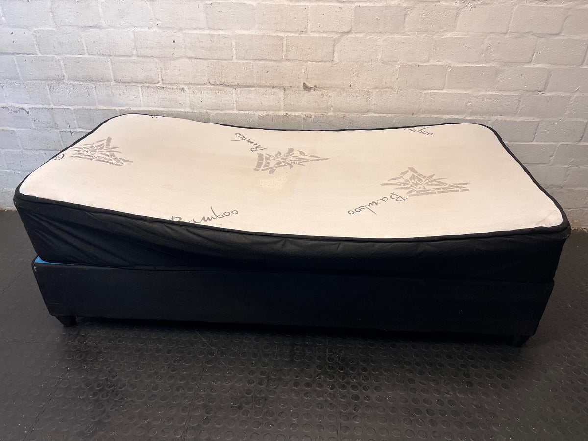Single Bamboo Mattress and Upholstered Base Set – side view