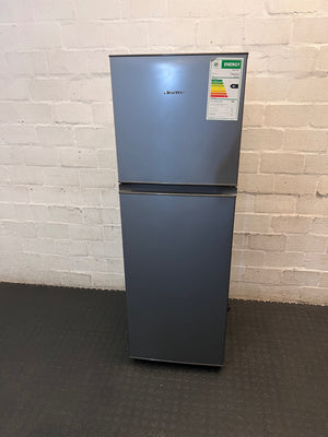 Hisense 154L Top Freezer Fridge in Titanium Silver – main front view