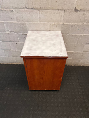 Brown Wooden Bedside Pedestal with White Top – condition detail