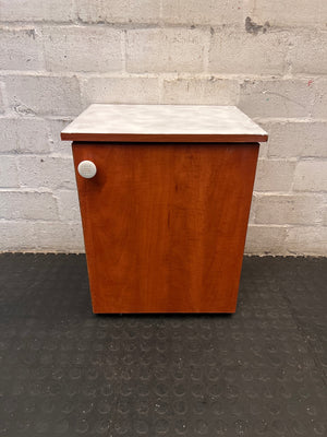 Brown Wooden Bedside Pedestal with White Top – main front view