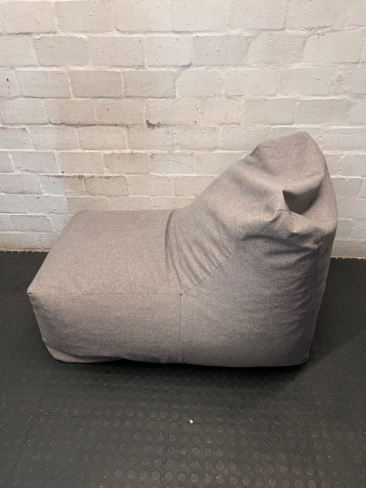 Grey Fabric Bean Bag Chair – side view