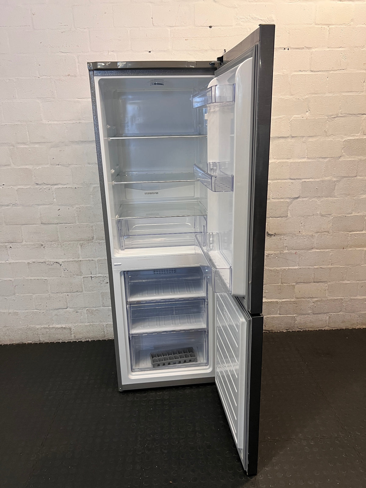 Defy Grey Bottom-Mount Fridge-Freezer – side view