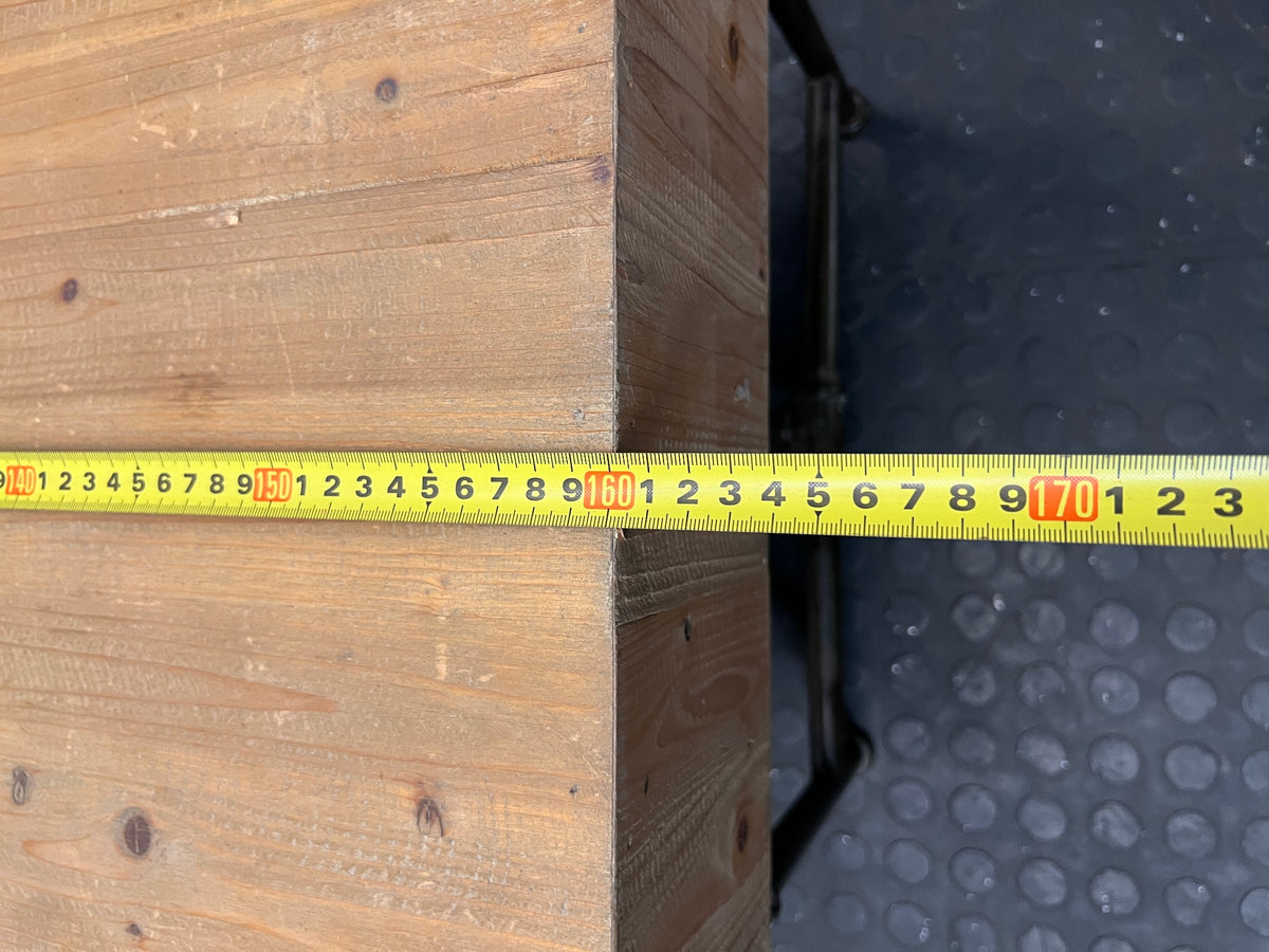 Oak Finish Industrial Style TV Unit with Metal Frame – width measurement