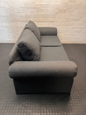 Grey Upholstered 2 Seater Couch with Rolled Arms — Structural Damage – top view