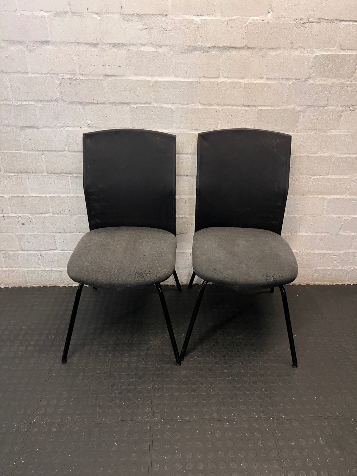 Black Mesh and Grey Fabric Office Chair – side view