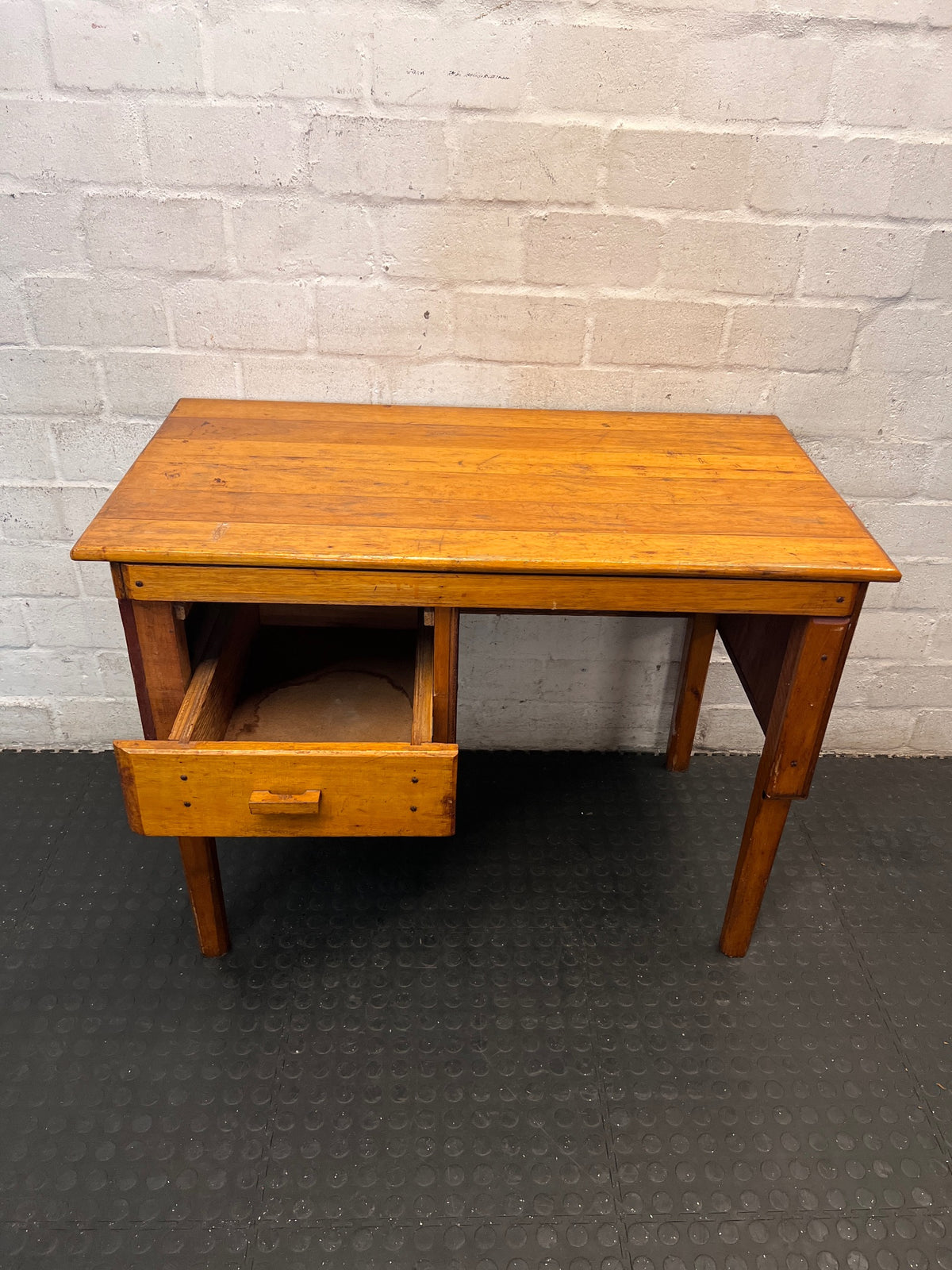 Classic Wooden Office Desk with Drawer – side view