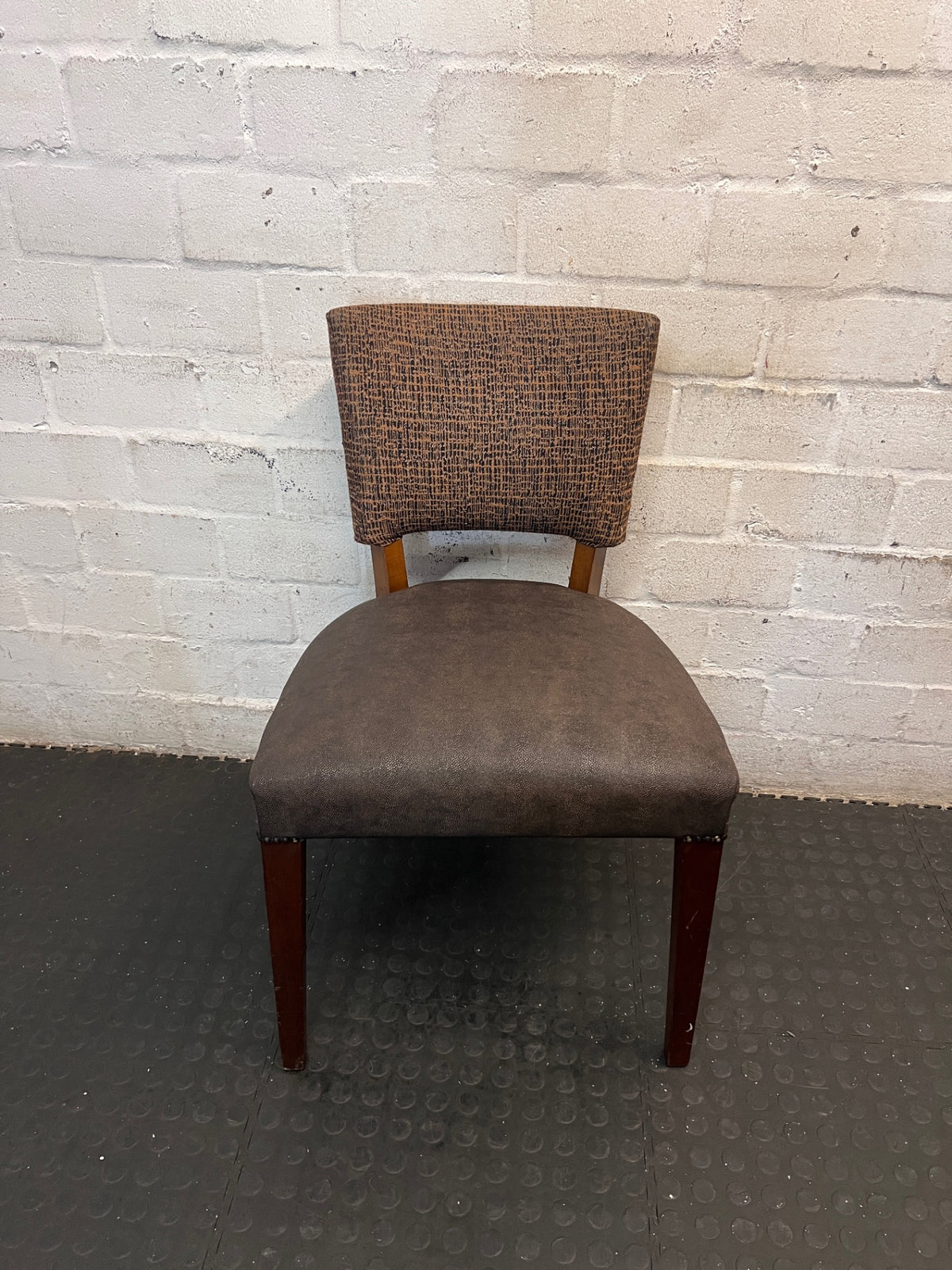 Mixed Texture Upholstered Dining Chair with Wooden Legs – main front view