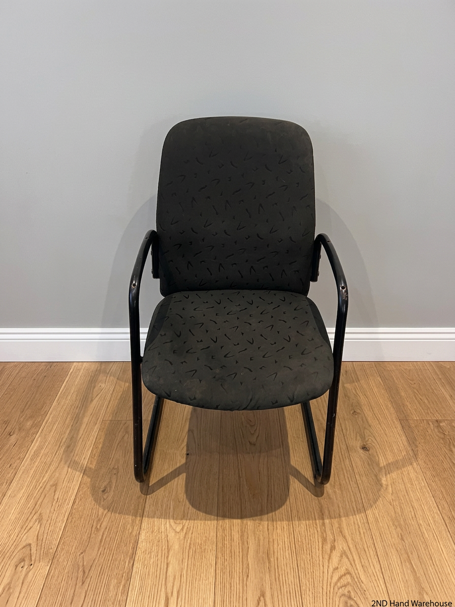 Patterned Fabric Office Visitor Chair with Metal Frame – styled product image