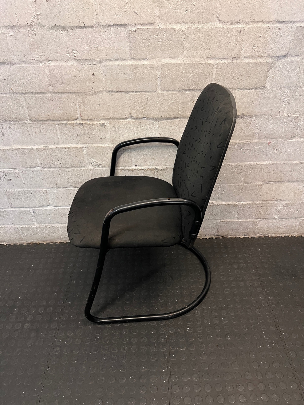 Patterned Fabric Office Visitor Chair with Metal Frame – top view